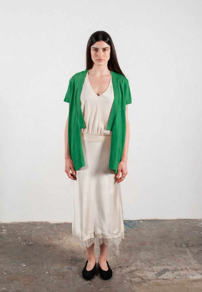 Gilet à manches courtes femme en cachemire & laine ultrafin vert - KELLY 5
