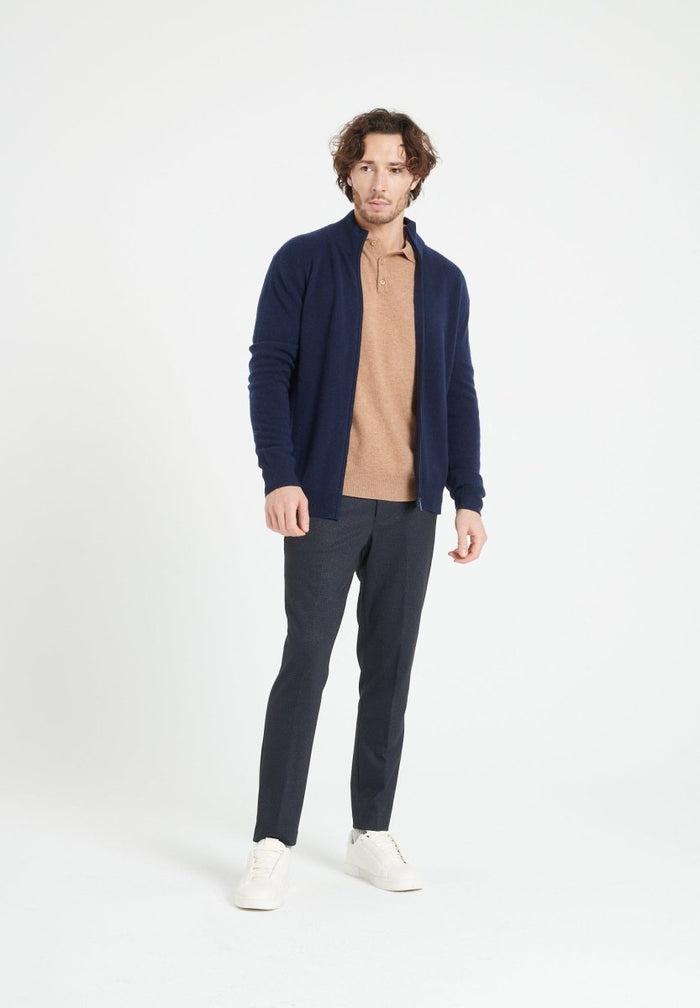 LUKE 8 Gilet zippé en cachemire bleu marine