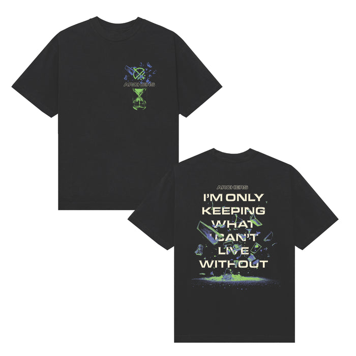 archers Glass - Black T-Shirt front and back