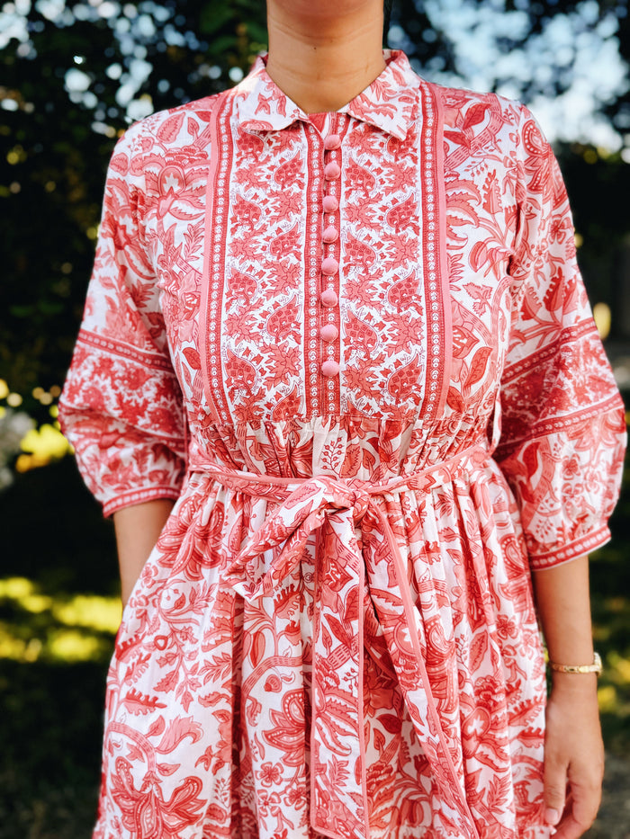 Golden Bloom Midi Dress