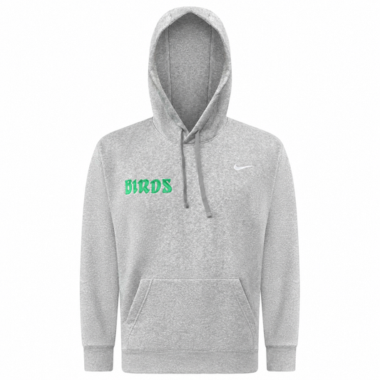 Grey Left Chest Nike Hoodie with Sewn-On BIRDS