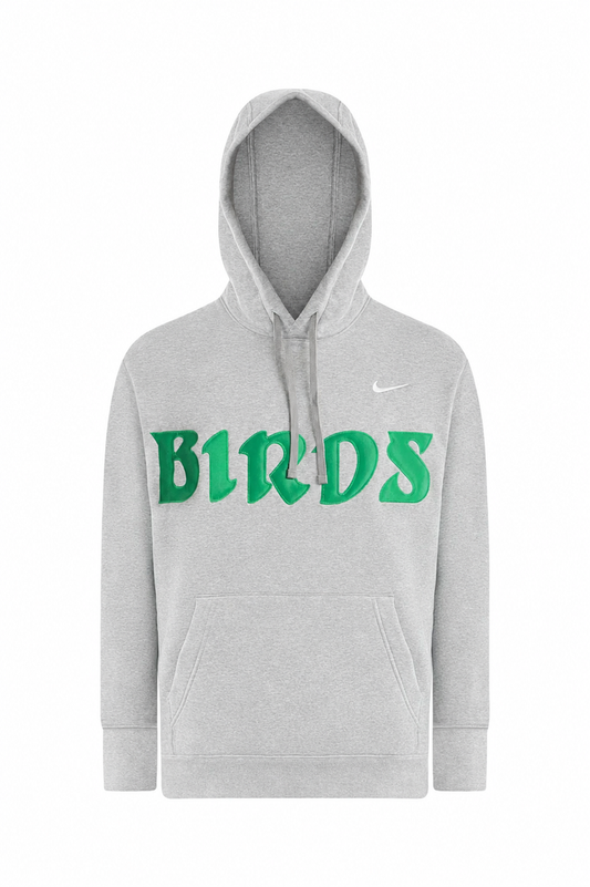Grey Retro Nike Hoodie with Sewn-On BIRDS