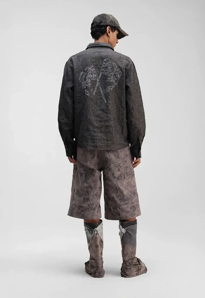 Hand Embroidered Flag Relaxed Shirt