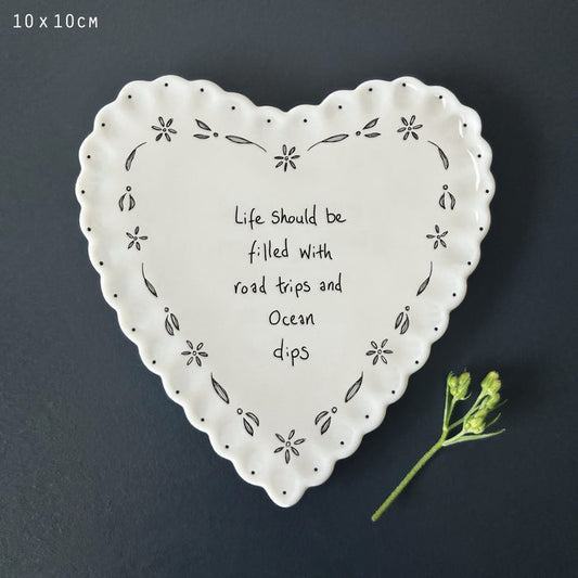 Heart scallop coaster-Life filled with ocean dips