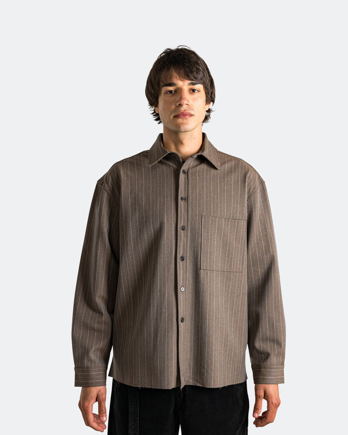 Hold LS Shirt - Brown Pinstripe