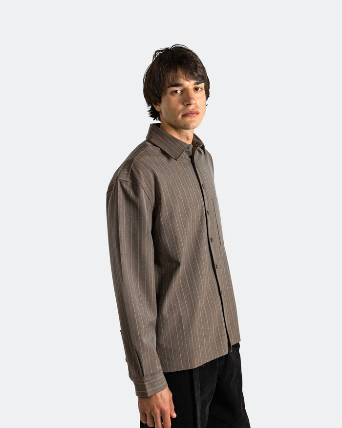Hold LS Shirt - Brown Pinstripe