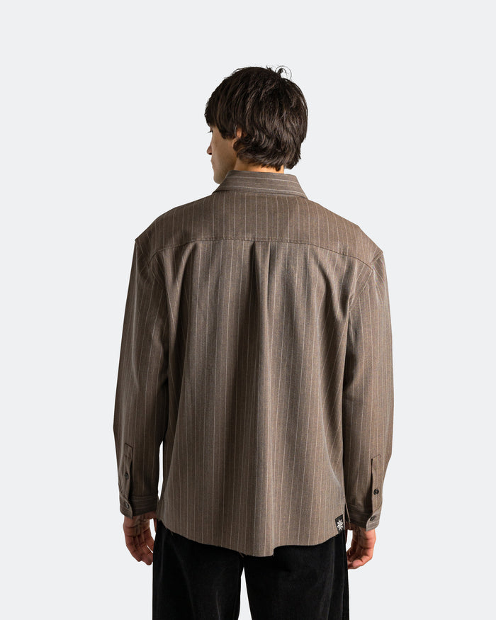 Hold LS Shirt - Brown Pinstripe