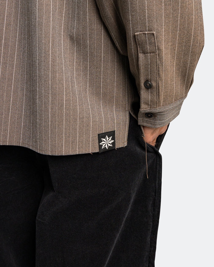 Hold LS Shirt - Brown Pinstripe