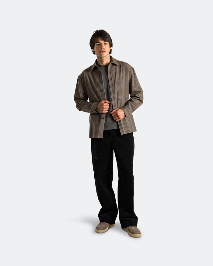 Hold LS Shirt - Brown Pinstripe