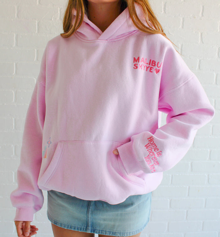 Home is Wherever You Are Hoodie - Peony Pink