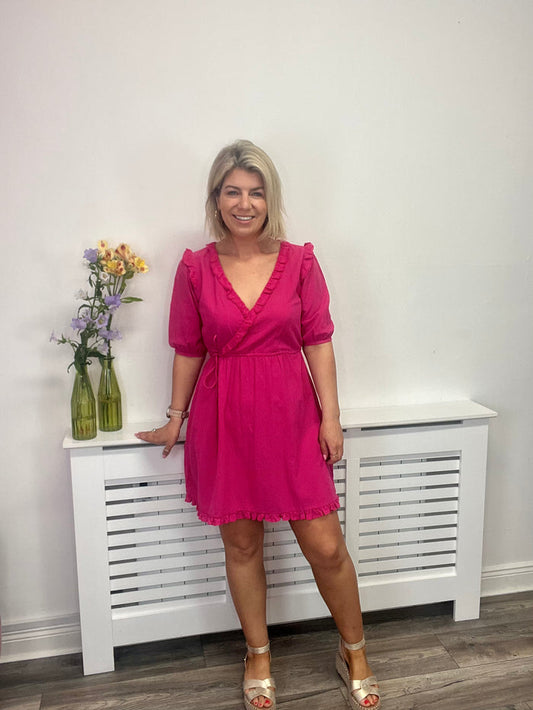 LIPA V-NECK DRESS (PINK YARROW)
