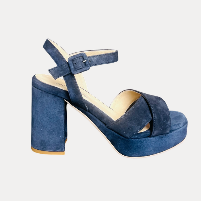 Jane Galland JULIETTE Navy Suede Platform Sandals