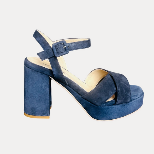 Jane Galland JULIETTE Navy Suede Platform Sandals