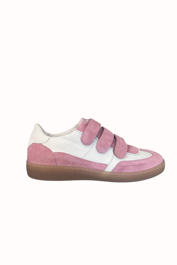 Jane Galland SONJA Pink Suede Velcro Trainers