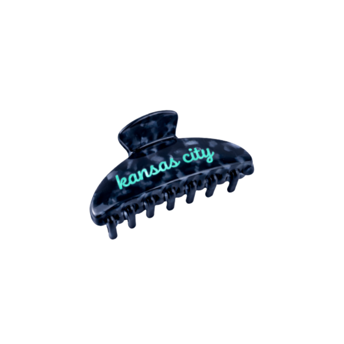 KC Current Navy Script Tortoise Claw Clip