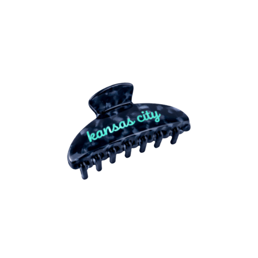 KC Current Navy Script Tortoise Claw Clip