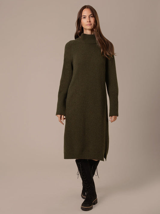 Lambswool Rib Detail Knee Length Dress