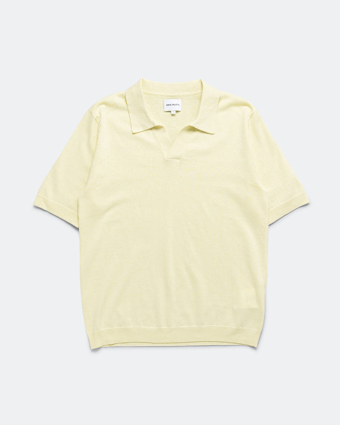 Leif Cotton Linen Polo - Pale Yellow