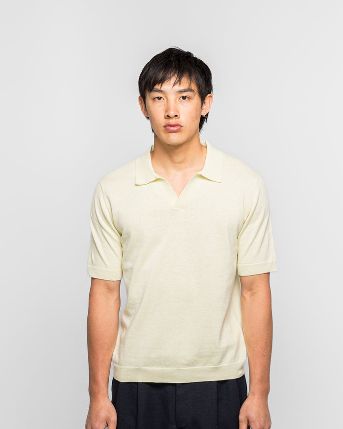 Leif Cotton Linen Polo - Pale Yellow
