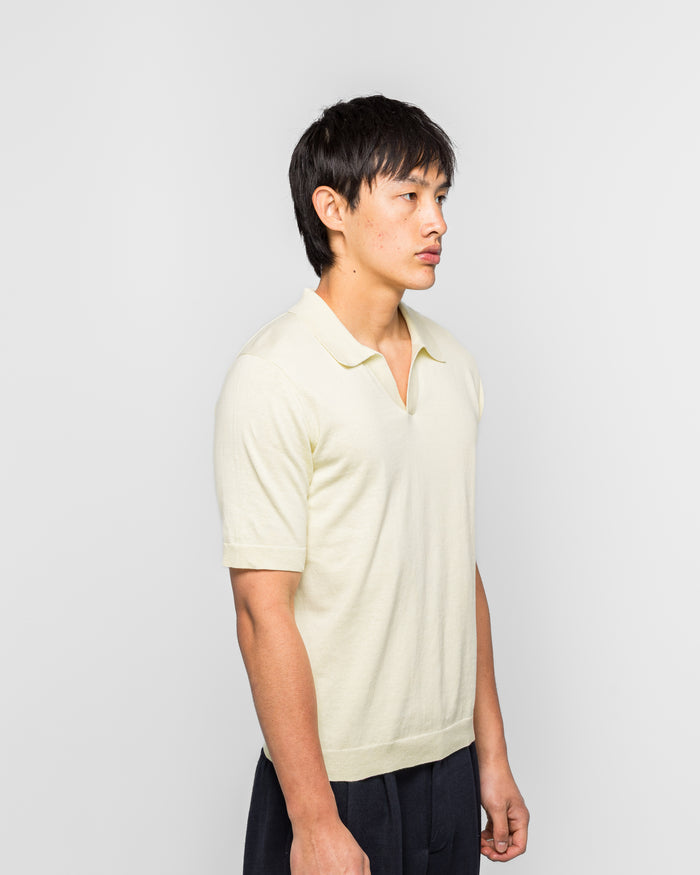 Leif Cotton Linen Polo - Pale Yellow