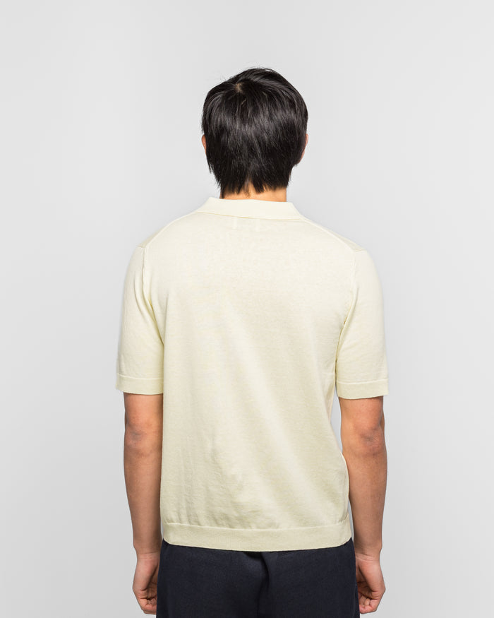 Leif Cotton Linen Polo - Pale Yellow