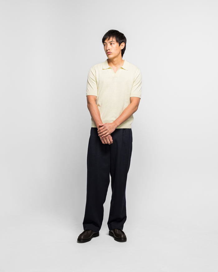 Leif Cotton Linen Polo - Pale Yellow