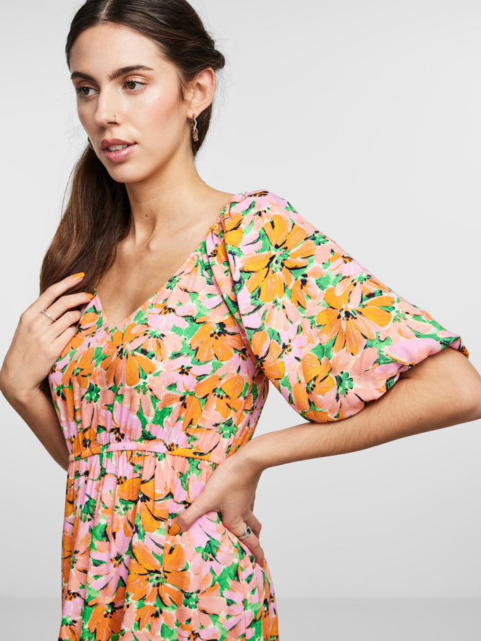 LOLA MIDI DRESS (FLAME ORANGE)