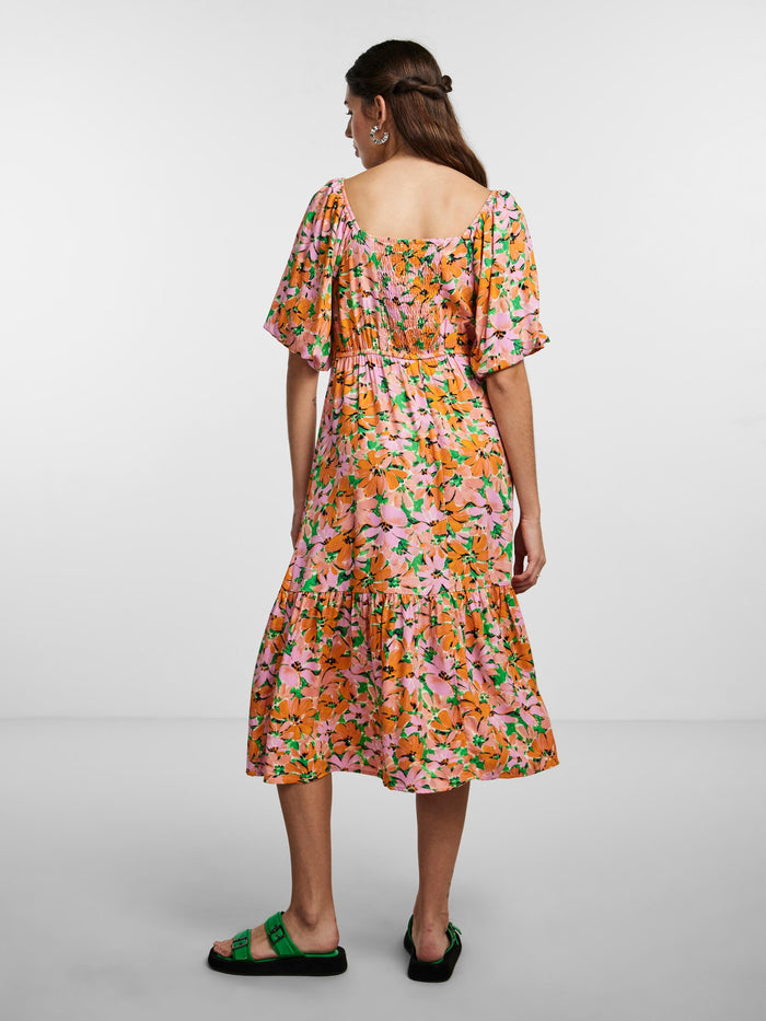 LOLA MIDI DRESS (FLAME ORANGE)