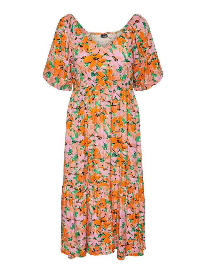 LOLA MIDI DRESS (FLAME ORANGE)