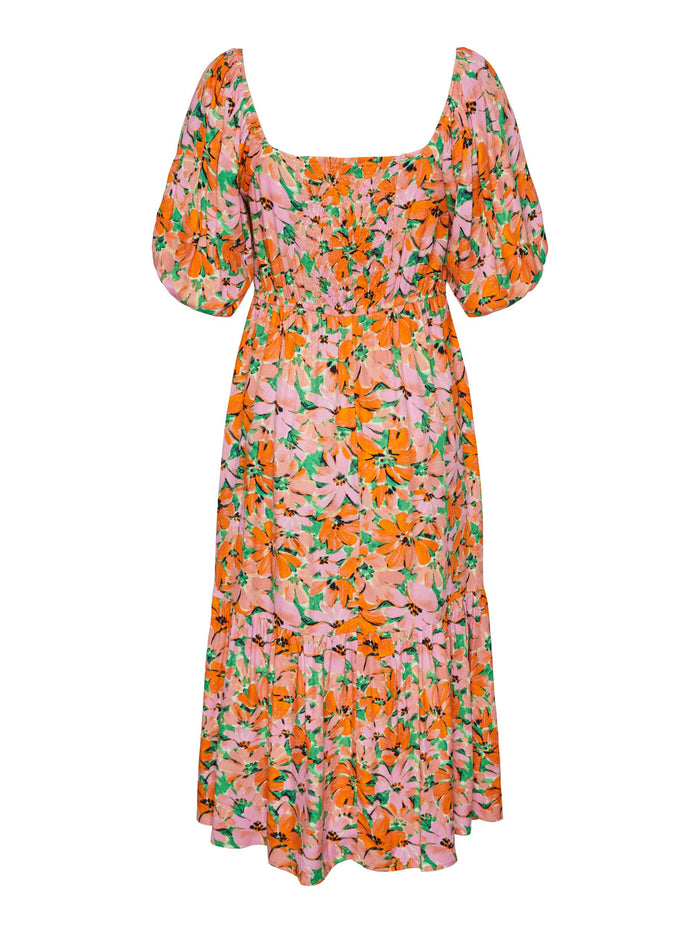 LOLA MIDI DRESS (FLAME ORANGE)