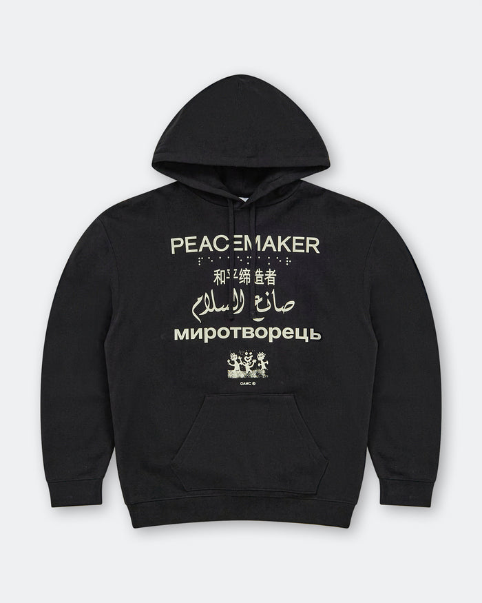 Loose Fit Hoodie Languages Print - Black
