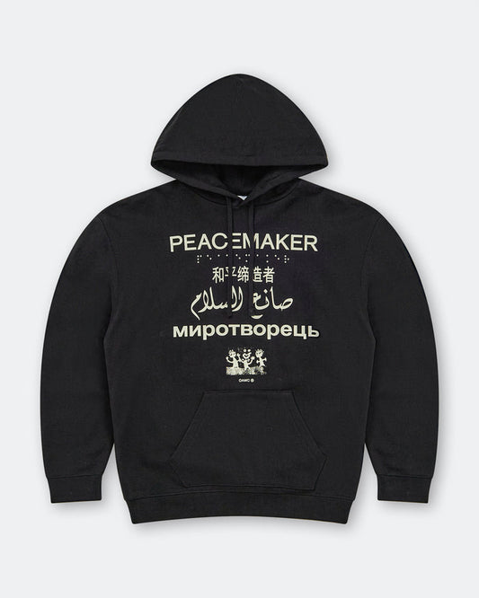 Loose Fit Hoodie Languages Print - Black