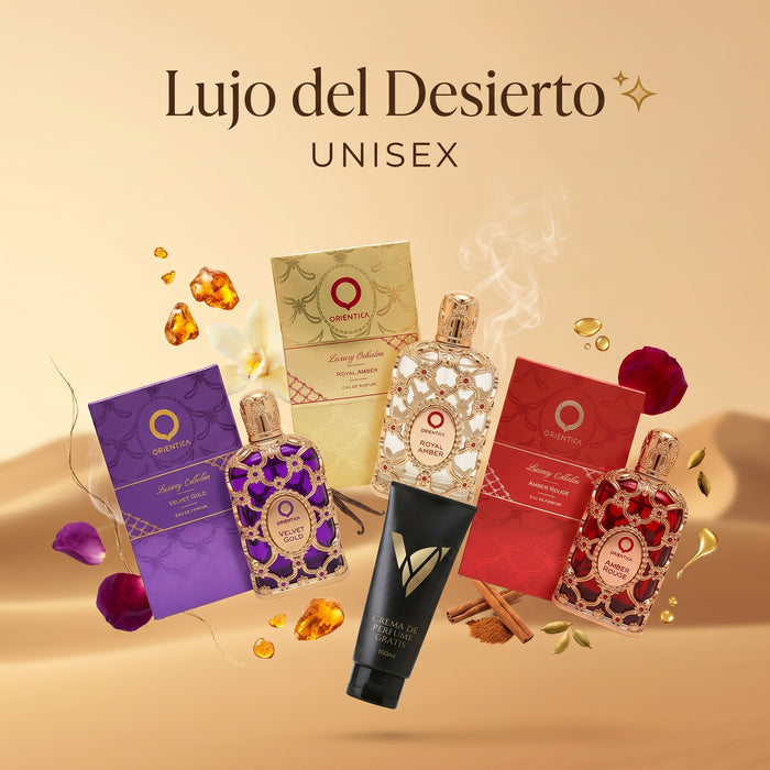Lujo del Desierto: Amber Rouge + Royal Amber + Velvet Gold Orientica