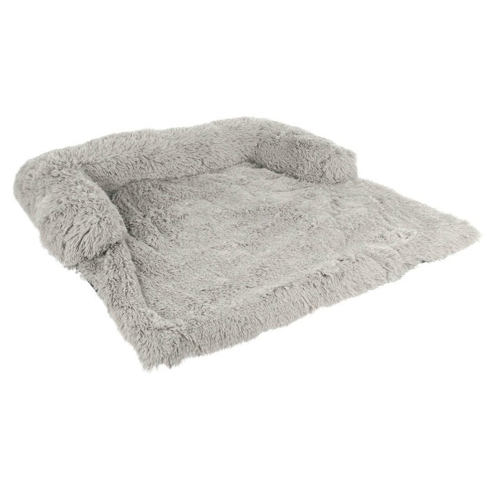Luxury Pet Bed Couch Plush Cat Dog Sofa Protector Light Grey
