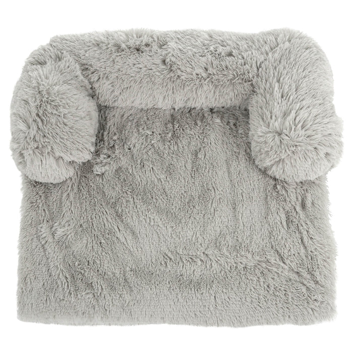 Luxury Pet Bed Couch Plush Cat Dog Sofa Protector Light Grey M
