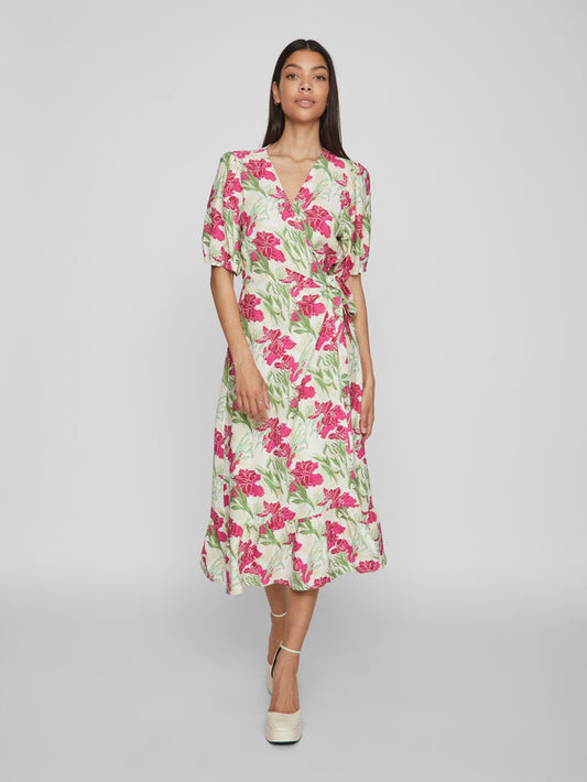 MACY 2/4 MIDI DRESS (BIRCH/PINK FLOWER)