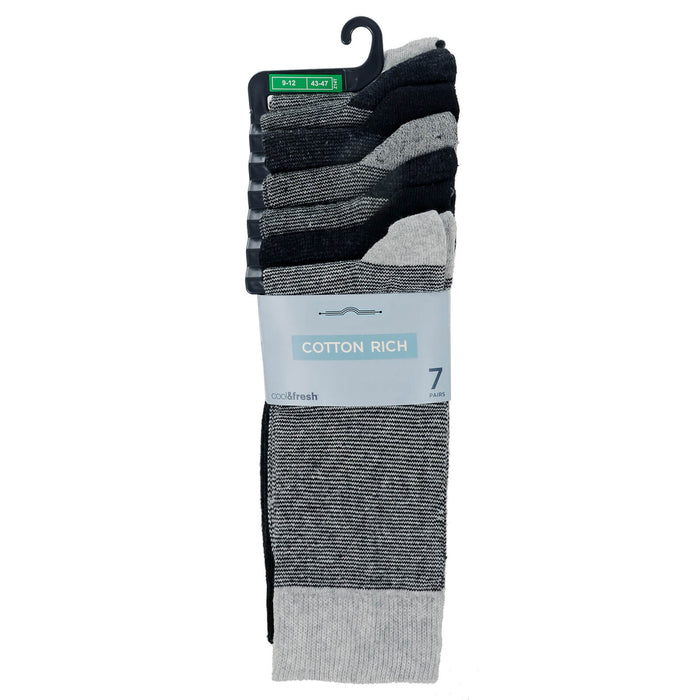cotton rich cool & fresh socks 7 pairs in mixed grey and black colour