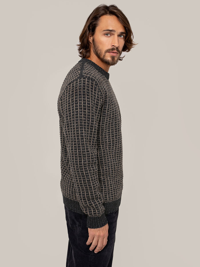 Men's Contrast Textured Stitch Jumper