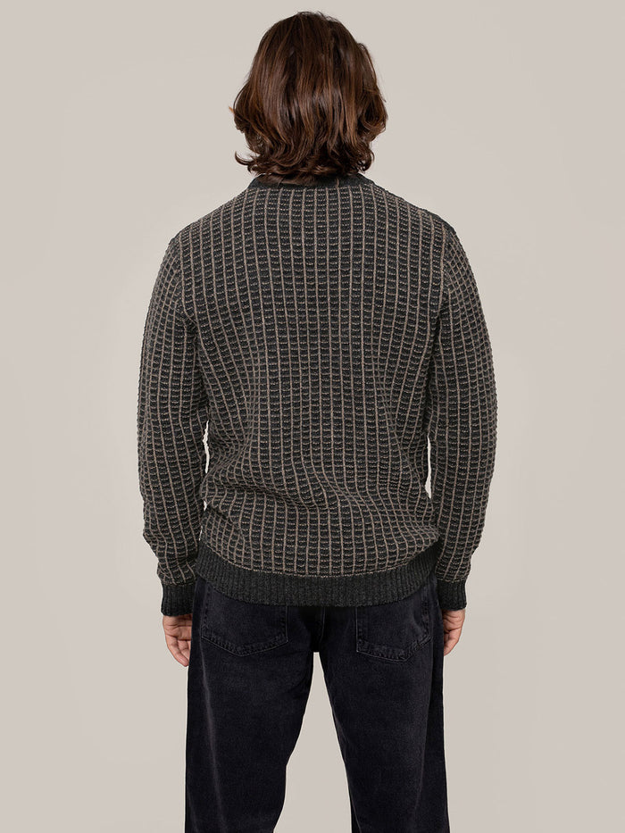 Men's Contrast Textured Stitch Jumper