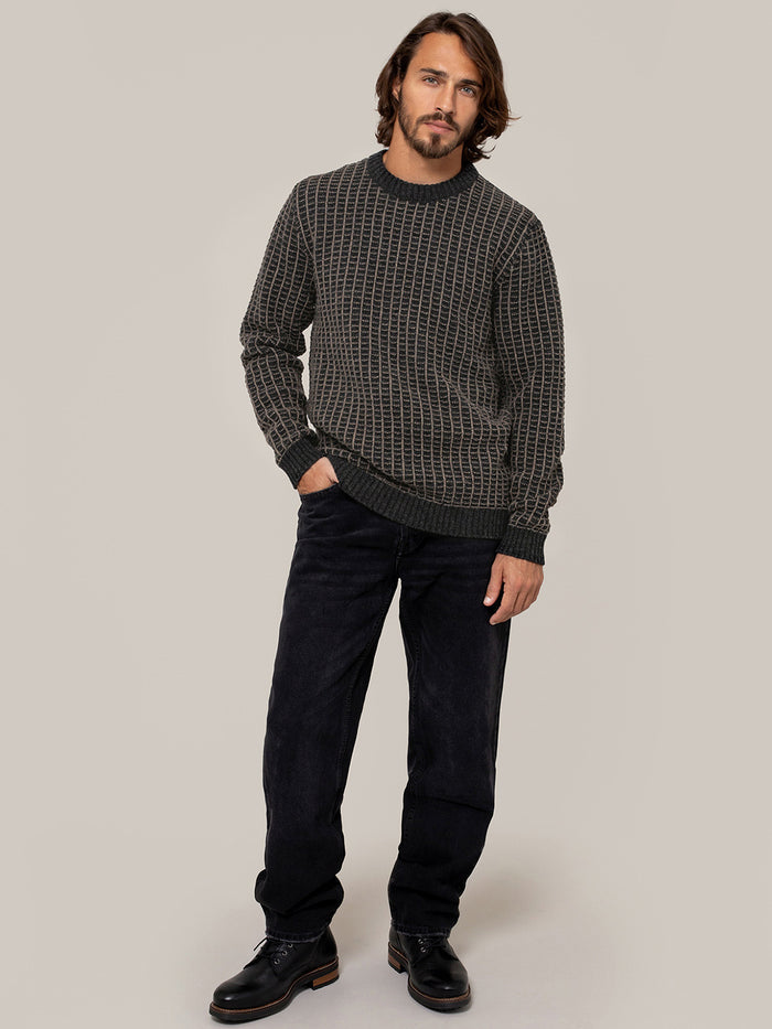 Men's Contrast Textured Stitch Jumper