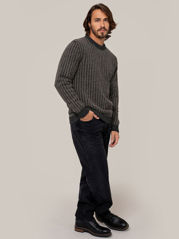 Men's Contrast Textured Stitch Jumper