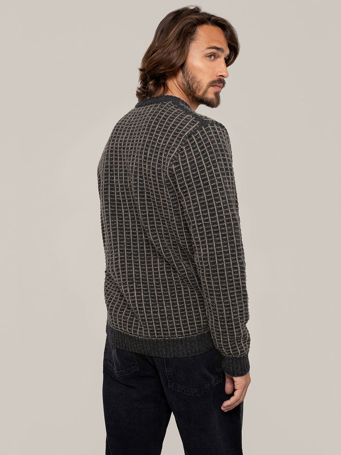 Men's Contrast Textured Stitch Jumper