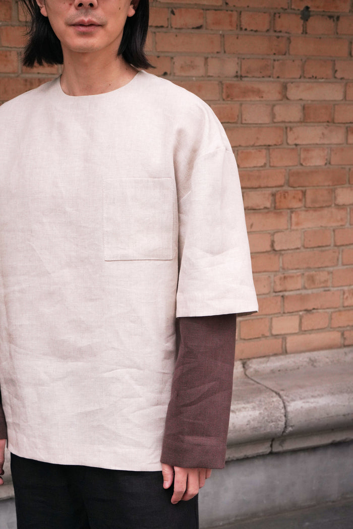 Men’s double-layer long-sleeve TAMARISK in Beige/Brown