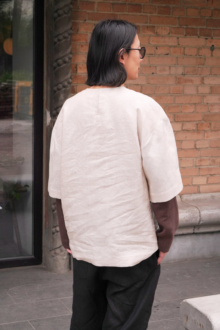 Men’s double-layer long-sleeve TAMARISK in Beige/Brown