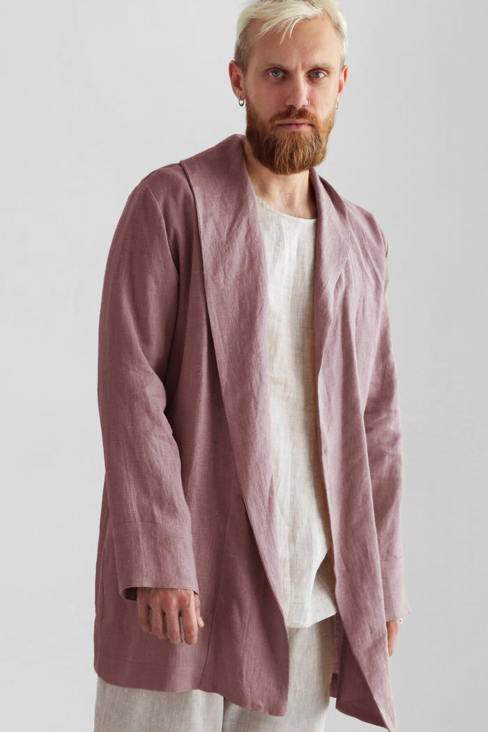 Men’s Linen Cardigan WALNUT in Latte