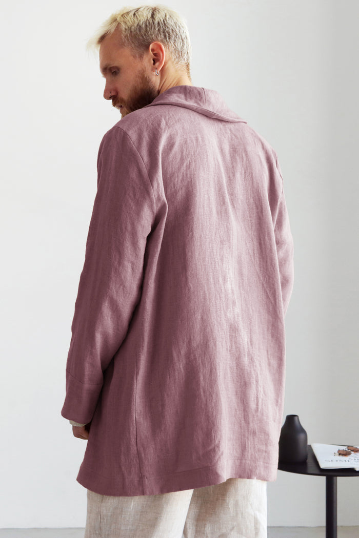 Men’s Linen Cardigan WALNUT in Latte