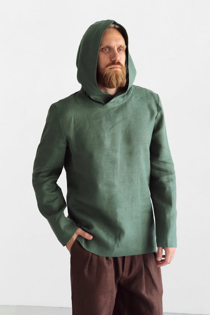 Men’s Linen Hoodie BALSA in Green