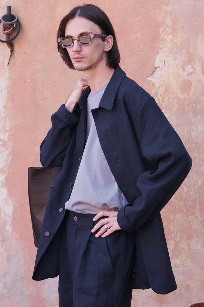 Men’s Linen Jacket CHERRY in Dark blue