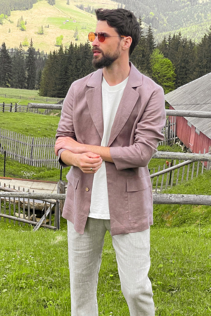 Men’s Linen Jacket LARCH in Latte