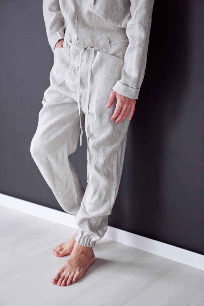 Mens Linen Jumpsuit PALO SANTO in Beige